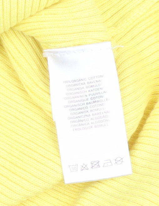 Glamorous Care Women's Yellow Cropped Button-Up Knit Top UK 10