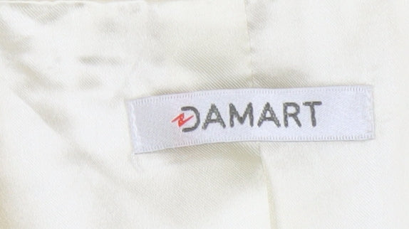 Damart Womens Ivory Single-Breasted Blazer Size 14 Polyester Jacket