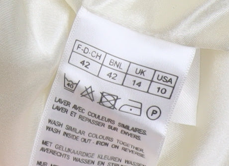 Damart Womens Ivory Single-Breasted Blazer Size 14 Polyester Jacket
