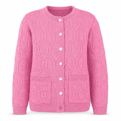 Beaumonde Girls Pink Cable Knit Button Cardigan 10-12 Years Polyester Blend