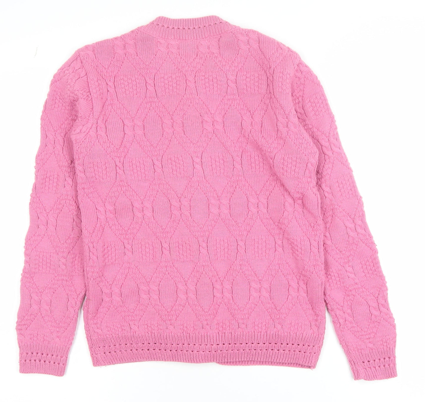 Beaumonde Girls Pink Cable Knit Button Cardigan 10-12 Years Polyester Blend