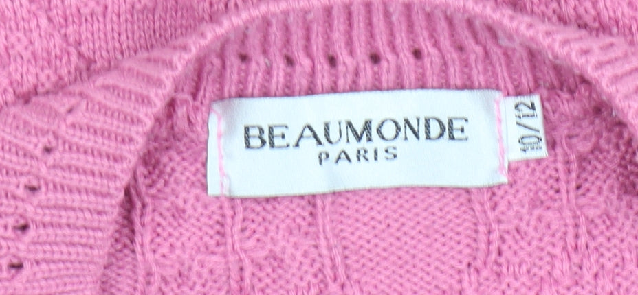 Beaumonde Girls Pink Cable Knit Button Cardigan 10-12 Years Polyester Blend