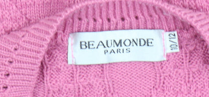 Beaumonde Girls Pink Cable Knit Button Cardigan 10-12 Years Polyester Blend