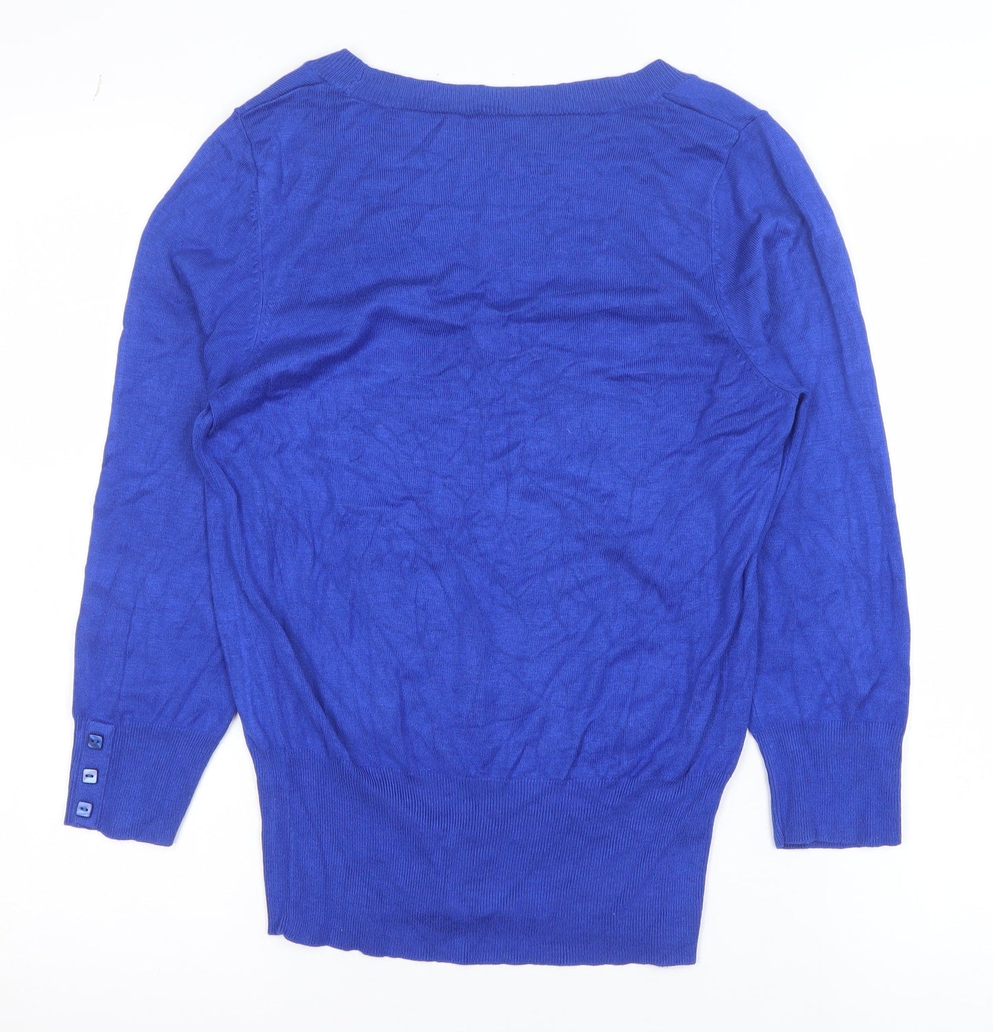 Select Women's Blue V-Neck 3/4 Sleeve Pullover Jumper Size 12