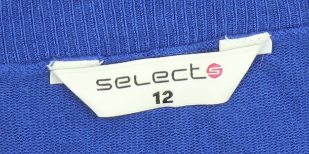Select Women's Blue V-Neck 3/4 Sleeve Pullover Jumper Size 12