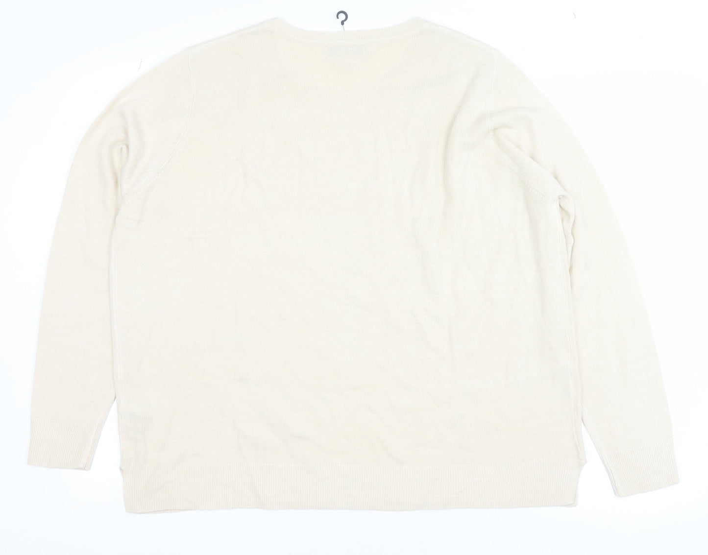 Marks and Spencer Women Beige Acrylic Crew Neck Long Sleeve Jumper Size 20