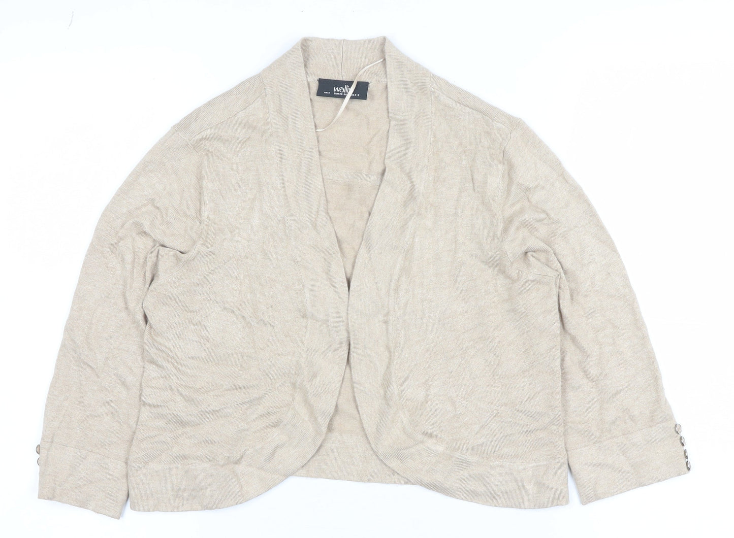 Wallis Women's Beige Open Front Cardigan UK S Long Sleeve Knit