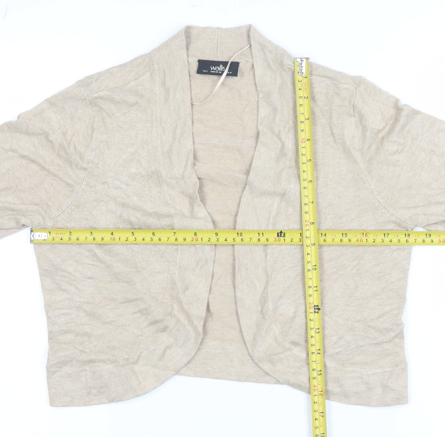 Wallis Women's Beige Open Front Cardigan UK S Long Sleeve Knit