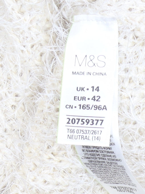 Marks and Spencer Women’s Ivory Cable-Knit Pullover Jumper Size 14