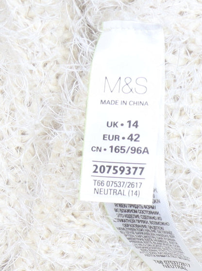Marks & Spencer Women’s Ivory Cable-Knit Pullover Jumper Size 14