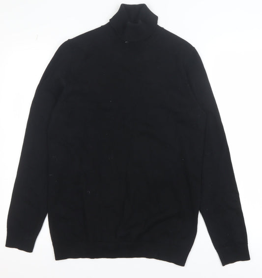 Marks and Spencer Women's Black Roll Neck Cotton Jumper Size S