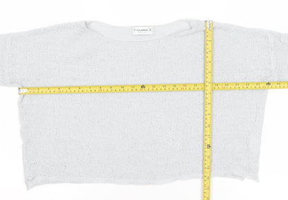 Pull&Bear Womens Grey Knit Pullover Jumper Size 12 Relaxed Fit