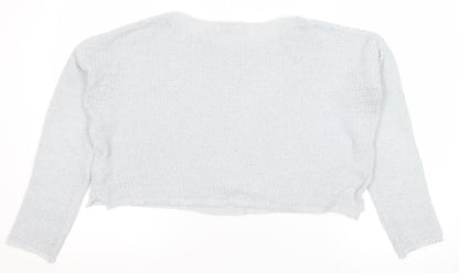 Pull&Bear Womens Grey Knit Pullover Jumper Size 12 Relaxed Fit