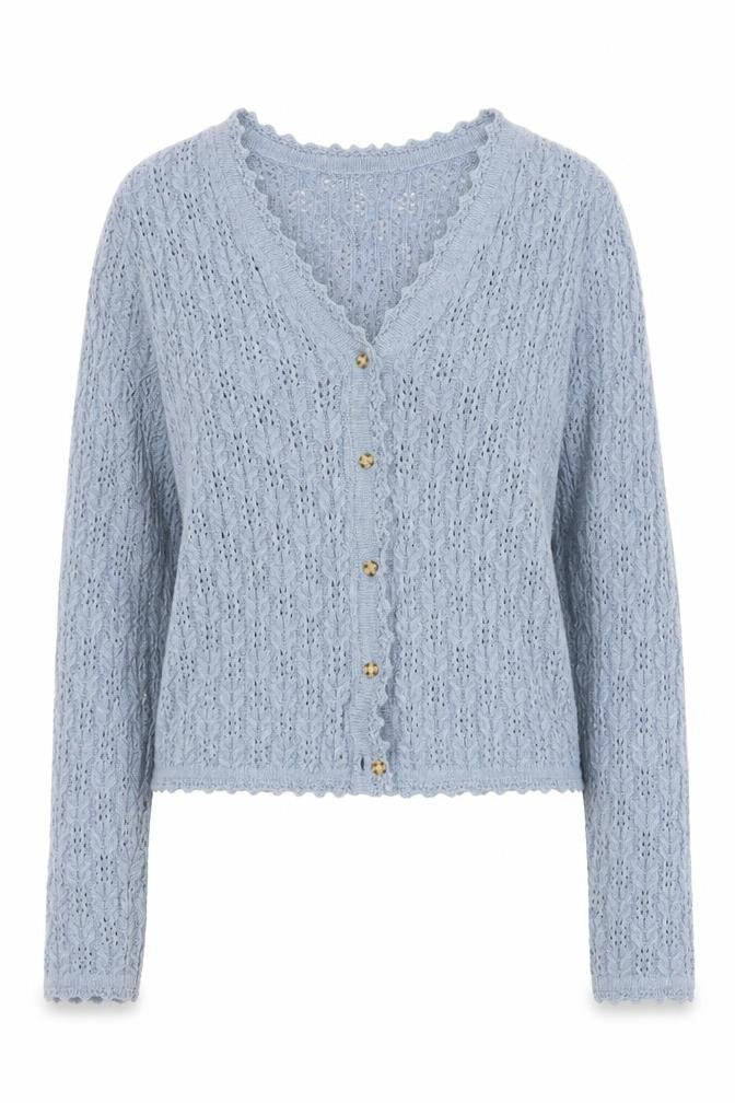 GAP Women Blue Knit Button V-Neck Cardigan Small