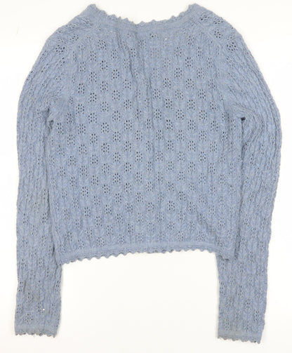 Gap Women Blue Knit Button V-Neck Cardigan Small