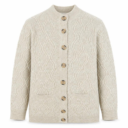 Damart Men’s Beige Cable-Knit Button Cardigan M Wool Blend