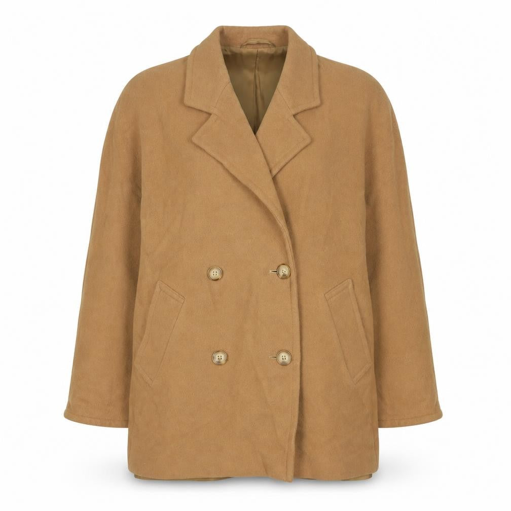 Marks & Spencer St Michael Women's Beige Wool Pea Coat UK 10 Petite Fit