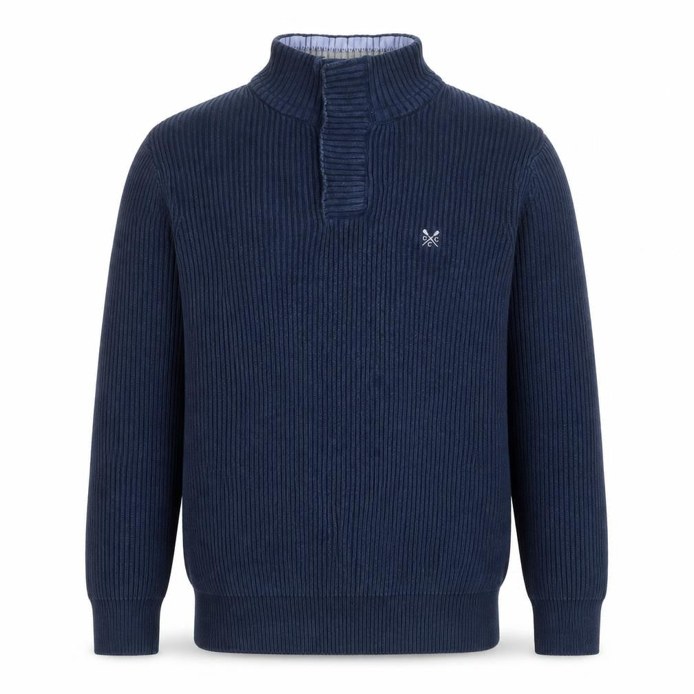 Crew Clothing Co. Men's Blue Cotton 1/4 Zip Jumper L