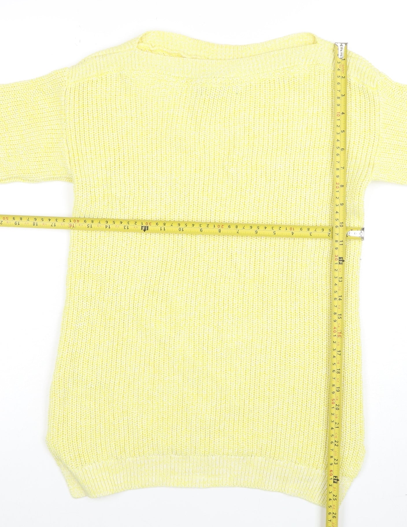 Marks and Spencer Women's Yellow Cotton Knit Jumper S