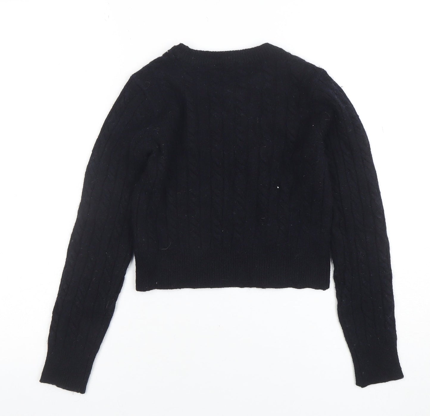 Jack Wills Womens Black Cable Knit Crew Neck Jumper Size 10