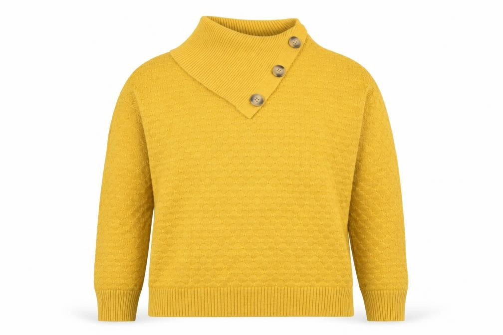 Apricot Women's Yellow Collared Button Pullover Jumper UK 12