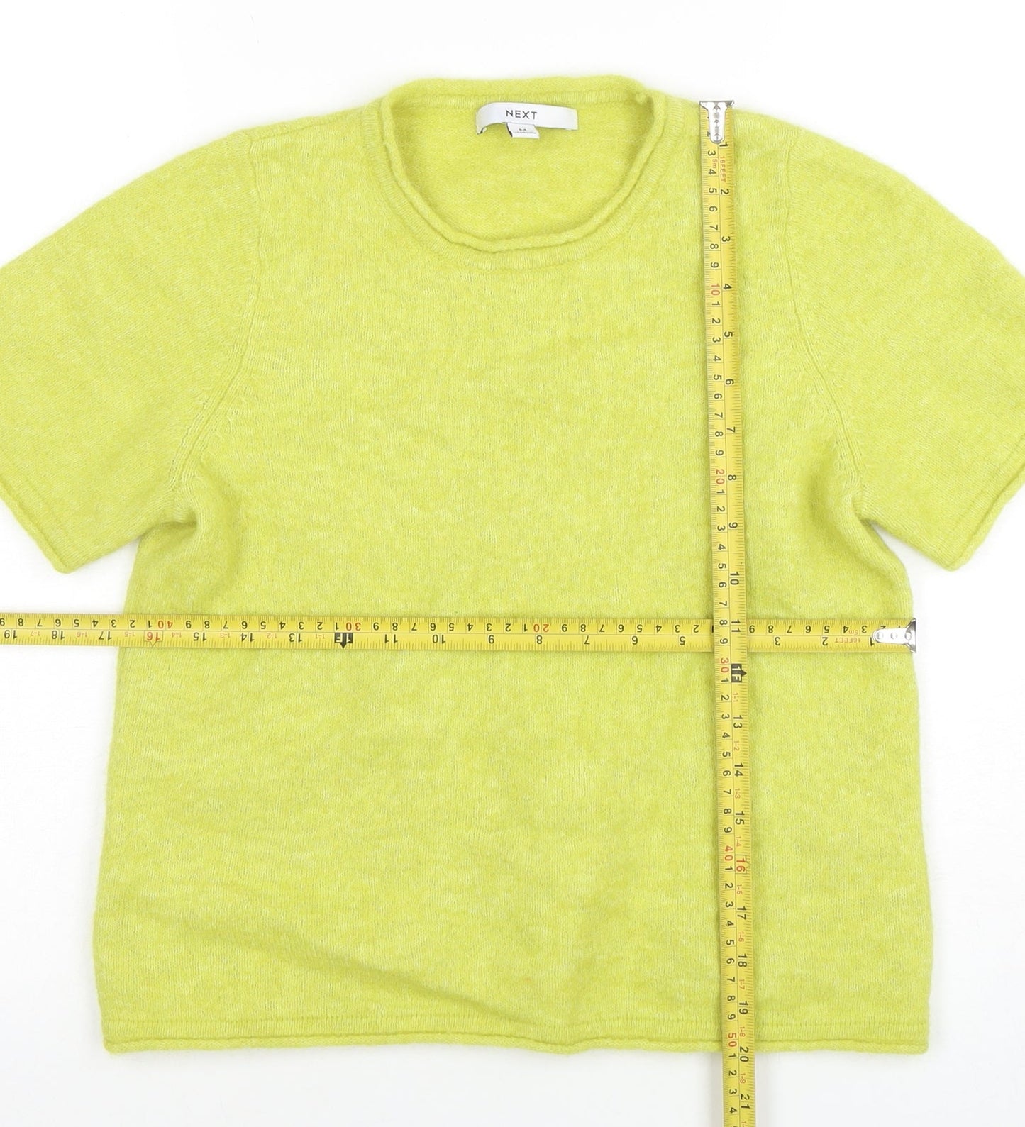 Next Womens Yellow Short Sleeve Cotton Blend Knit T-Shirt M