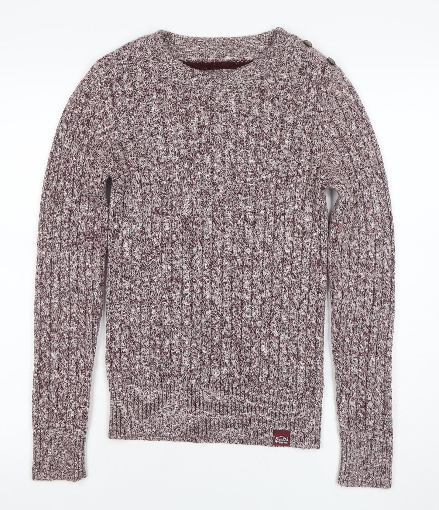 Superdry Women's Brown Cable-Knit Pullover Jumper Size 2XS