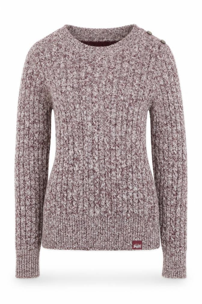 Superdry Women's Brown Cable-Knit Pullover Jumper Size 2XS