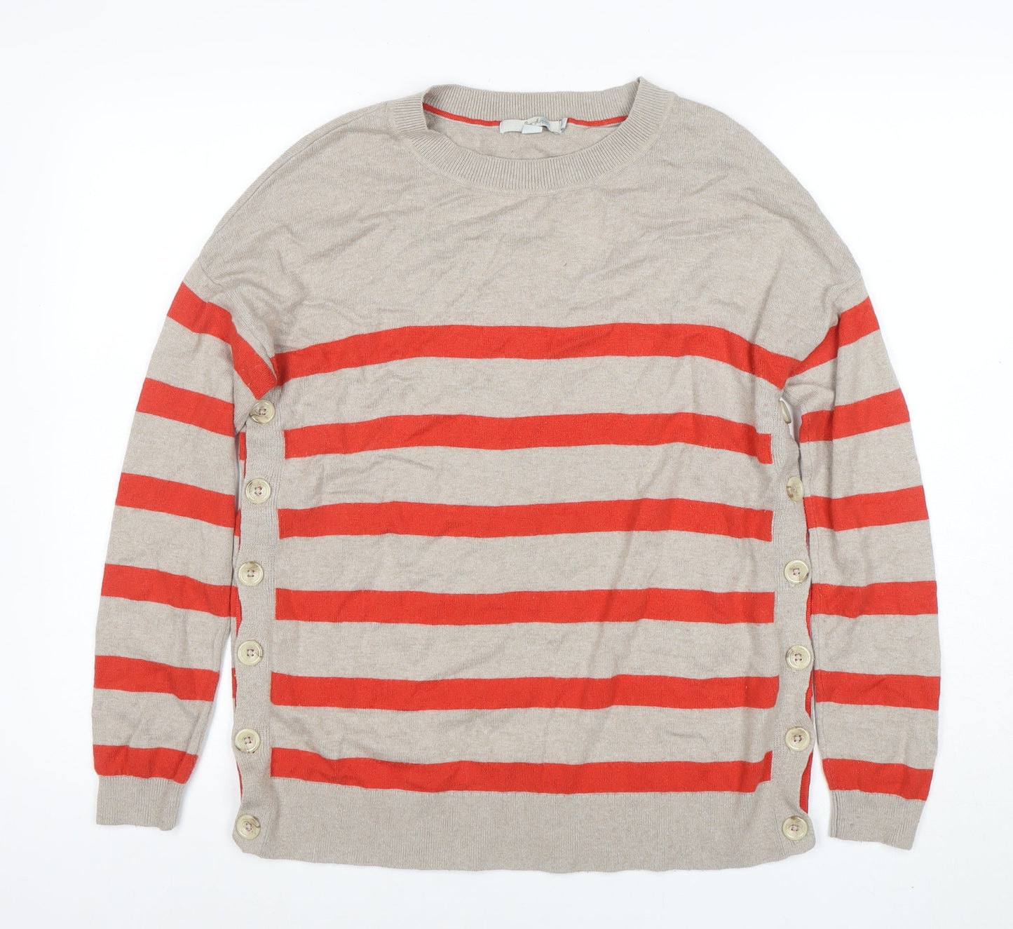 Boden Women Beige Red Striped Cotton Cashmere Jumper M