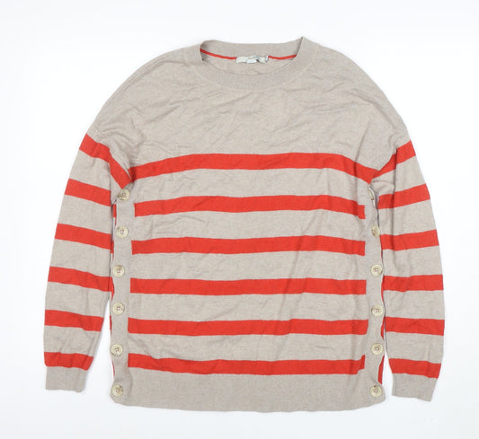 Boden Women Beige Red Striped Cotton Cashmere Jumper M
