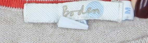 Boden Women Beige Red Striped Cotton Cashmere Jumper M