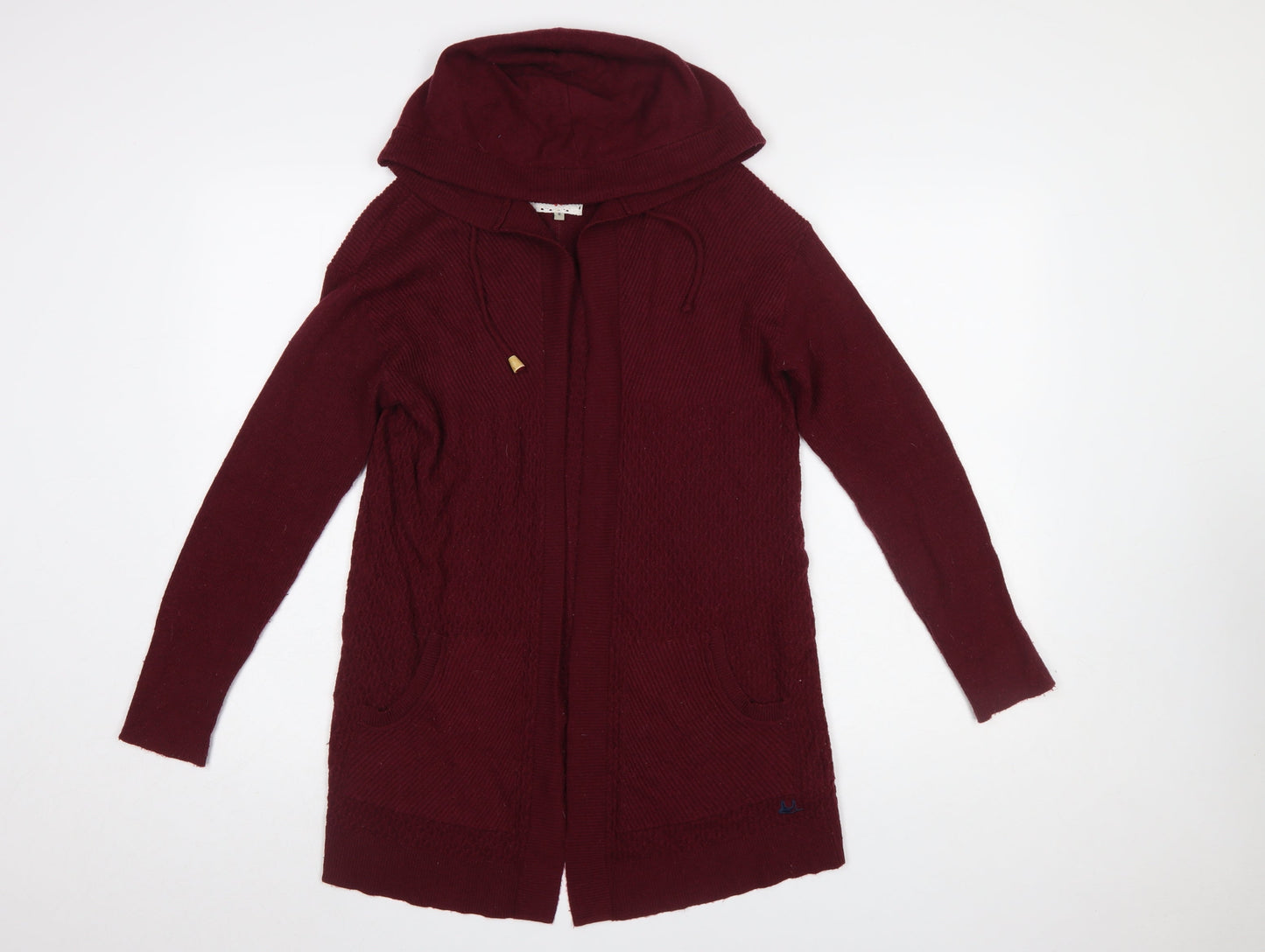 Mantaray Women's Red Hooded Knit Cardigan Size 8 Long Sleeve