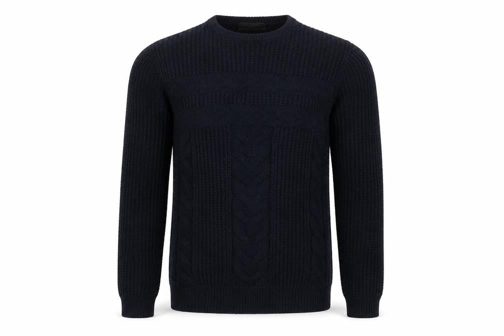 Zara Man Blue Cable-Knit Crew Neck Jumper Men’s Size S