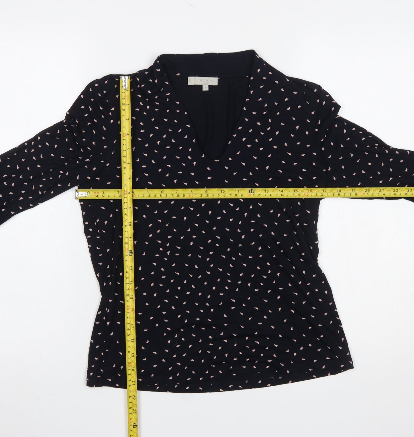 Hobbs Women's Black Floral V-Neck Wrap Blouse Size M