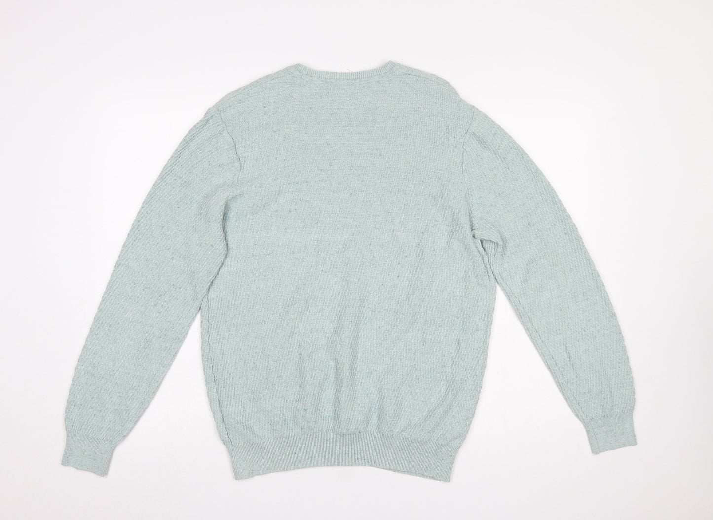 Marks and Spencer Men's Green Cotton Crew Neck Jumper L