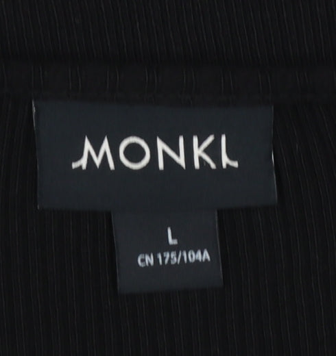 Monki Women Black Cotton Tie Front Cardigan L Long Sleeve