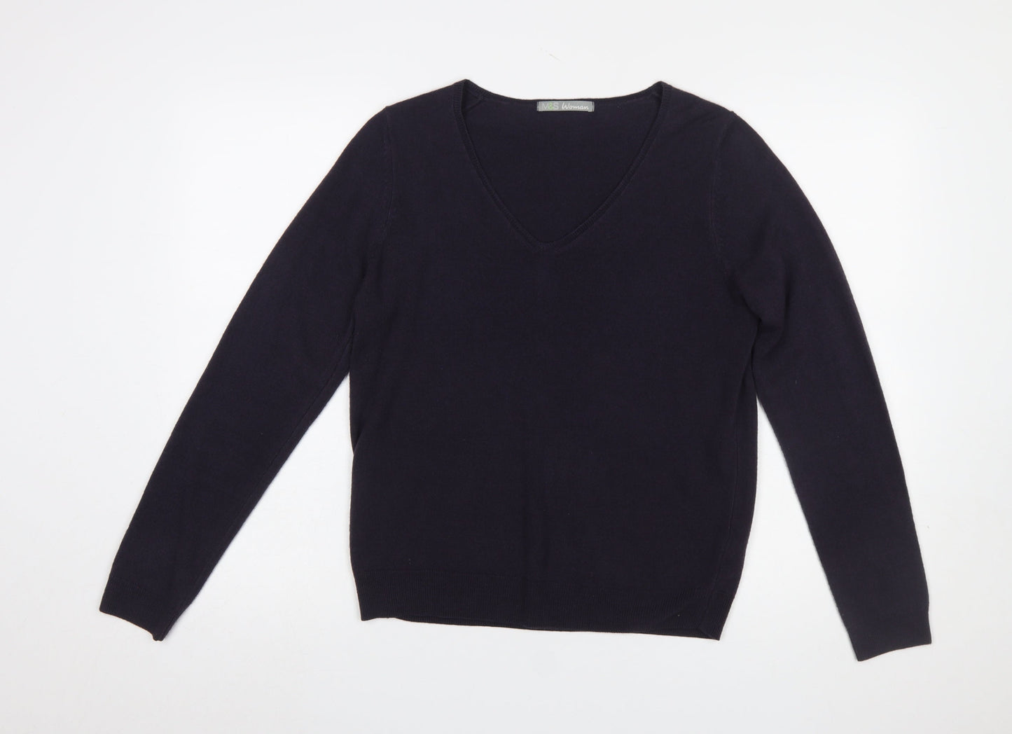 Marks and Spencer Women’s Purple V-Neck Acrylic Jumper UK 14