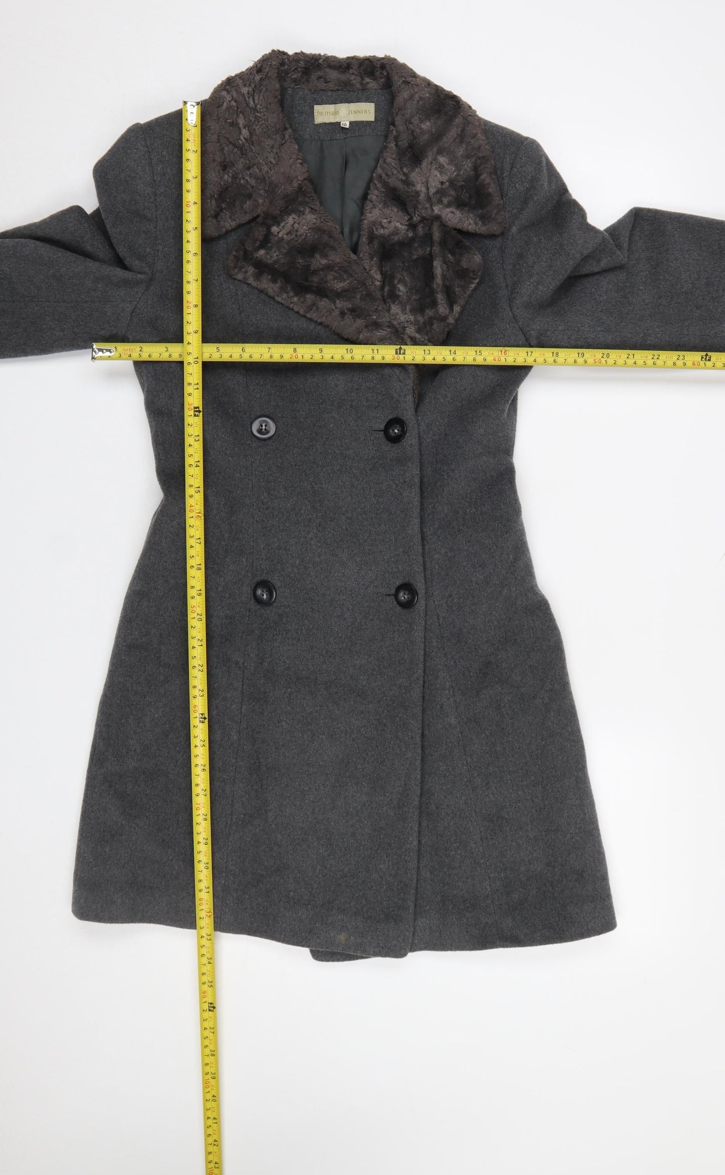 fe.male @ Jenners Women’s Grey Wool Cashmere Long Coat Size 10