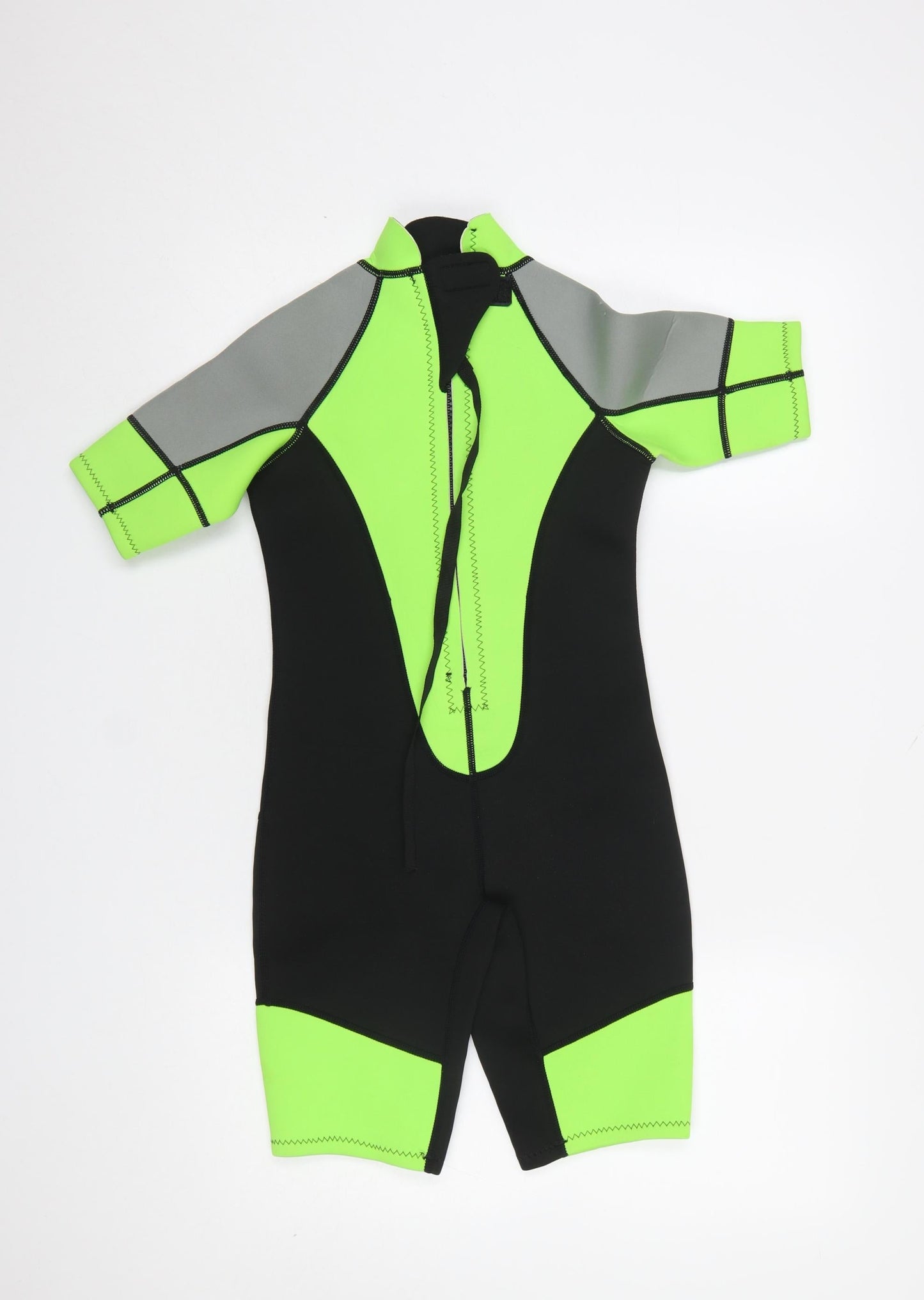 Body Go Boys Black Neon Green Short Sleeve Wetsuit 10 Years Surf Swimwear