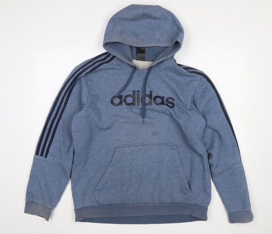 adidas Men’s Blue XL Pullover Hoodie Sweatshirt Logo Sportswear