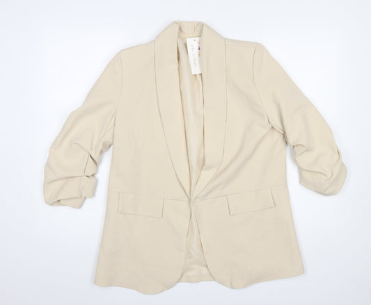 New Collection Women Beige Shawl Lapel Blazer Jacket S