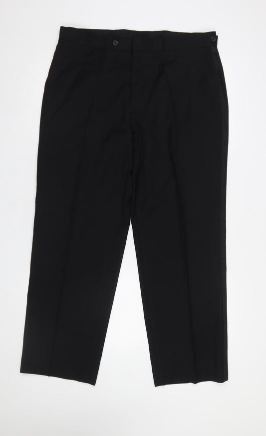Taylor & Wright Men's Black 36S Formal Pleated Dress Trousers
