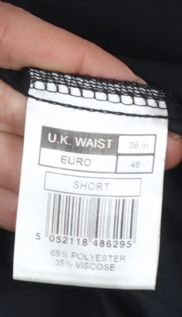 Karl Jackson Men's Black Regular Fit Formal Dress Trousers 36 Short
