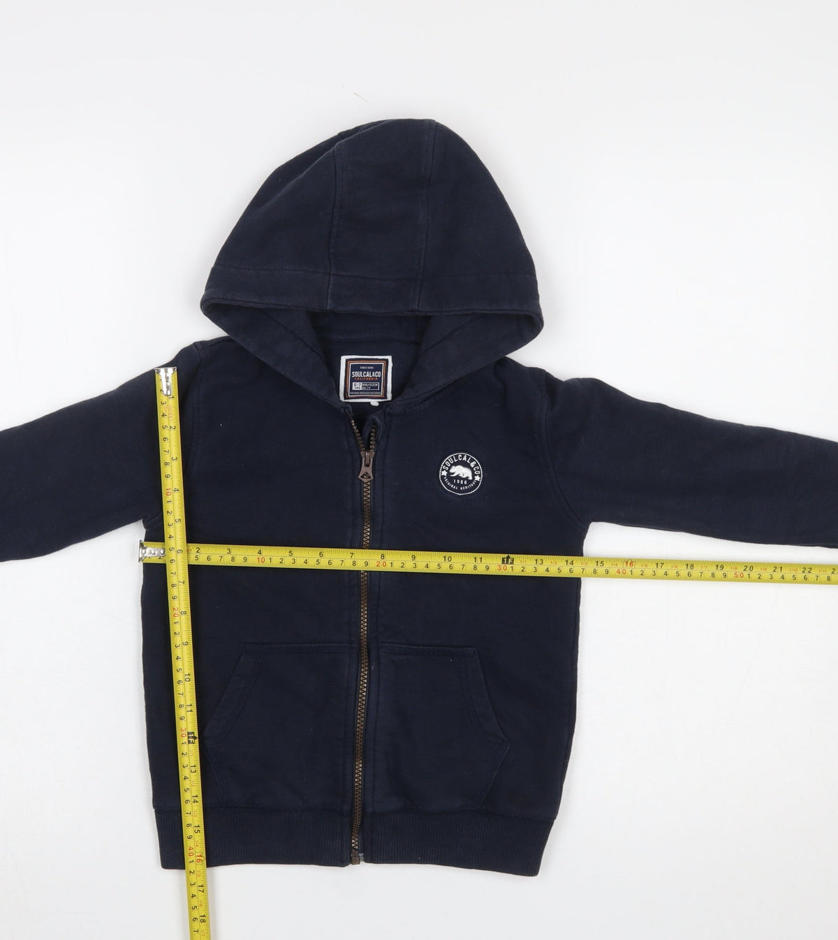 SoulCal & Co Boys Navy Full Zip Hoodie 6-7 Years Cotton Blend Casual