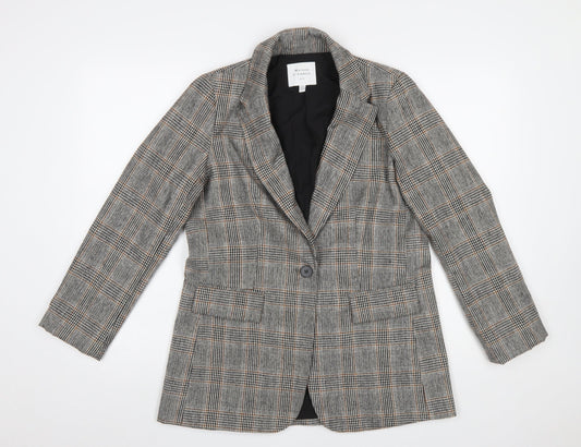 Maison d'Amélie Women's Grey Checked Wool Blend Single-Breasted Blazer XS