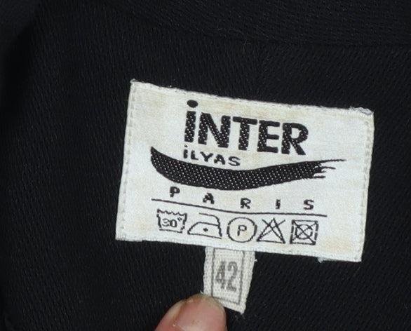 Inter Ilyas Paris Women's Black Wool Long Overcoat Size 14