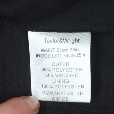 Taylor & Wright Men's Black 36S Formal Dress Trousers