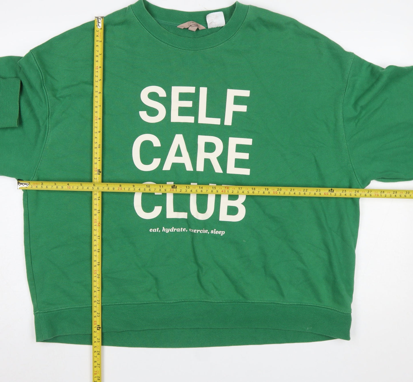 H&M Women's Green Self Care Club Graphic Pullover Sweatshirt XL