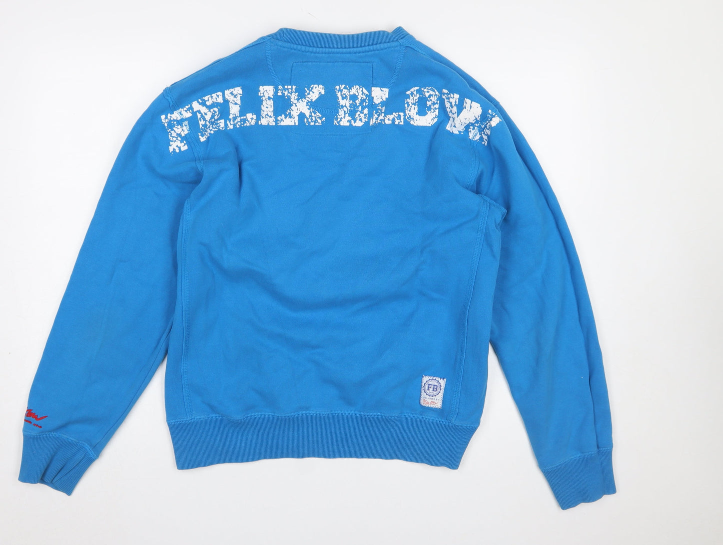 Felix Blow Blue Crew Neck Pullover Sweatshirt Women Medium Cotton Casual