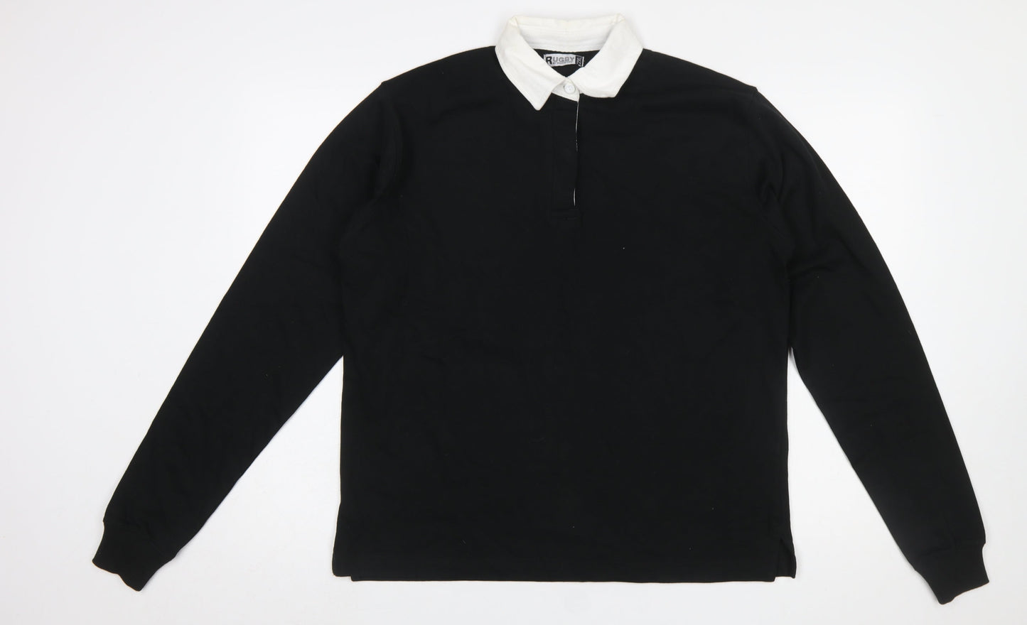 Rugby by Phase One Men's Black 2XL Long Sleeve Cotton Polo Shirt